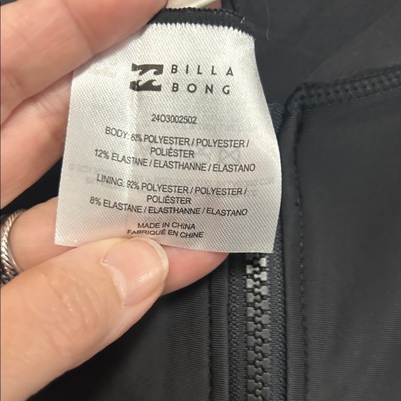 Billabong Beach Babe Black Long Sleeve Zip Front Onepiece Swimsuit - Picture 6 of 6